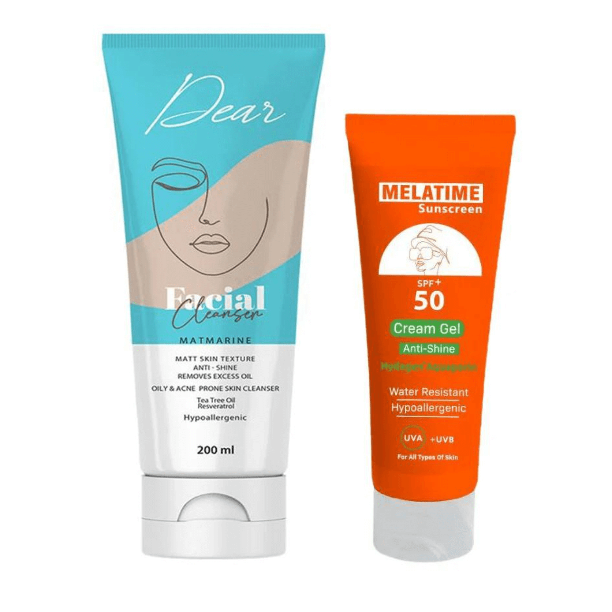 Melatime Sunscreen Gel Cream 120ml + Deer Oily Skin Wash 200ml