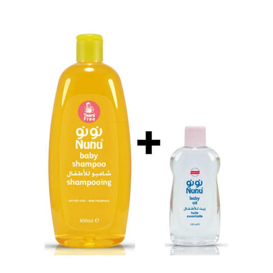 Nunu Baby Shampoo 800ml + Free Baby Oil 100ml