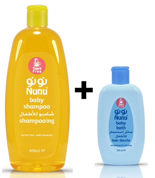 Nunu Baby Shampoo 800ml + Free Bath Wash 170ml