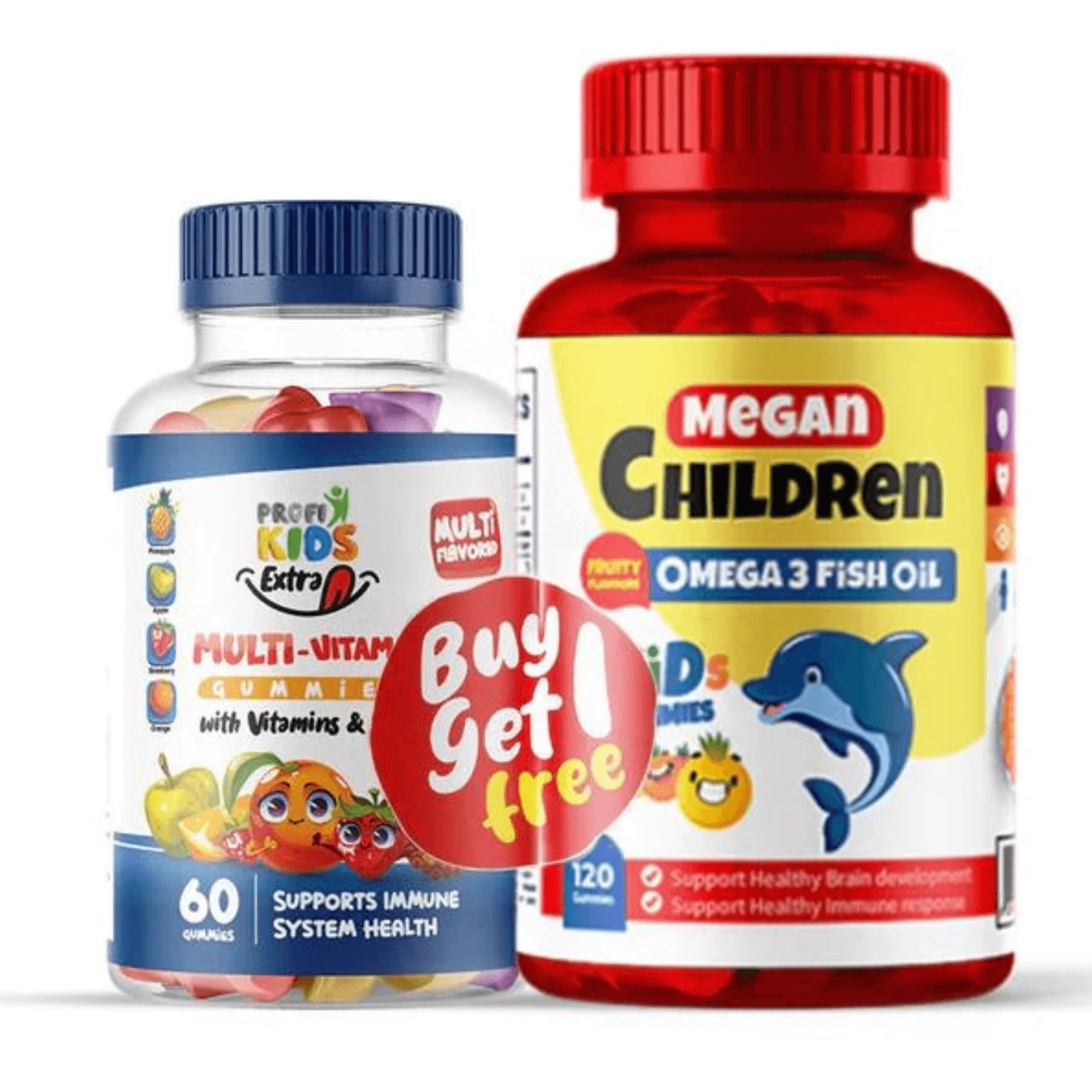 Meigen Omega Gummies (120 count/box) + Provi Kids Extra Gummies (60 count/box)